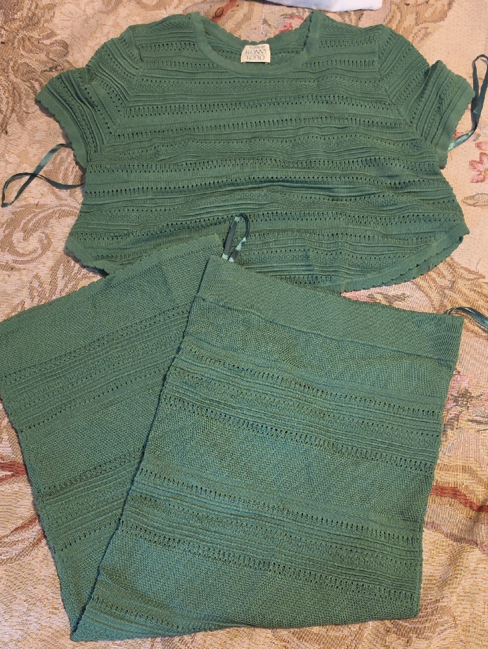 Torn by Ronny Kobo Green Knit Two-Piece Set